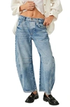 Free People Lucky You Mid Rise Barrel In Ultra Light Beam