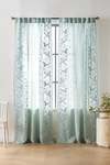Anthropologie Embroidered Manette Curtain By  In Blue Size 108"