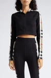 Burberry Check Panel Stretch Jersey Cropped Top In Black