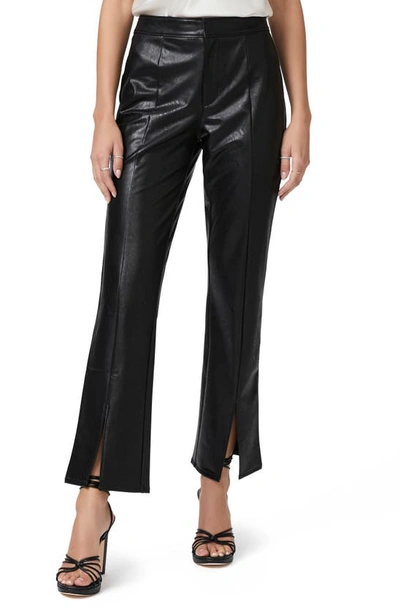 Paige Mesa Cropped Faux-leather Trousers In Black