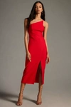 Anthropologie By  One-shoulder Slim Midi Dress In Red