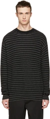 MCQ BY ALEXANDER MCQUEEN Black & Grey Striped Wool Sweater