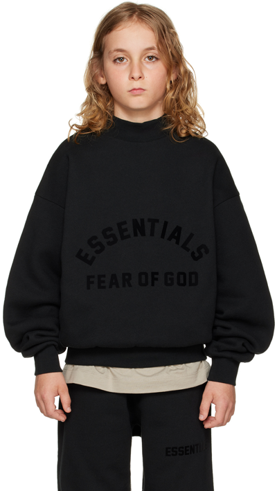 Essentials Kids Black Bonded Sweatshirt In Jet Black