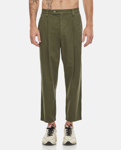 A.p.c. Renato Tapered Pleated Cotton-twill Chinos In Green