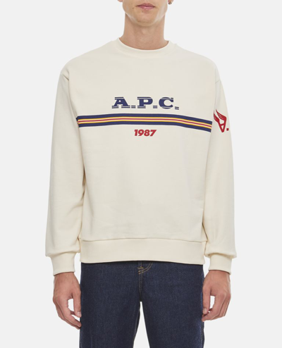A.p.c. Adam Crewneck Logo Sweater In Ecru