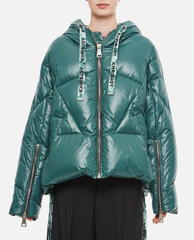 Khrisjoy Khris Iconic Shiny Puffer Coat In Green