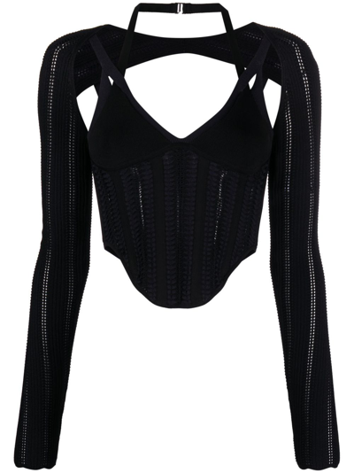 Dion Lee Column Cropped Corset Top In Black