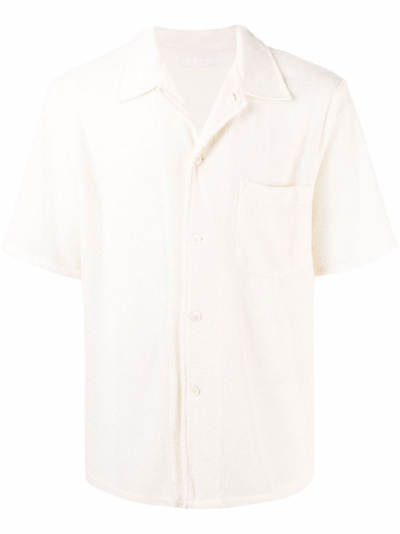 Our Legacy White Short-sleeve Textured Shirt In Neutrals