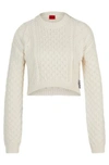 Hugo Boss Cotton-blend Sweater With Cable-knit Structure In White