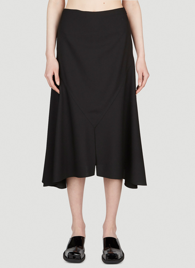 Marni Asymmetric Embellished Wool Midi Skirt In Black