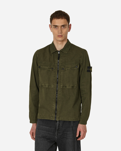 Stone Island Garment Dyed Overshirt Olive In Green