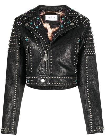 Philipp Plein 铆钉皮质机车夹克 In Black