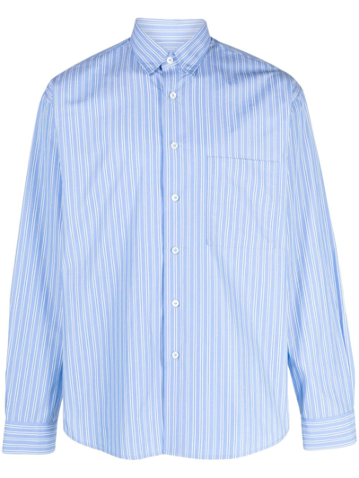 Lanvin Striped Long-sleeve Shirt In Blue