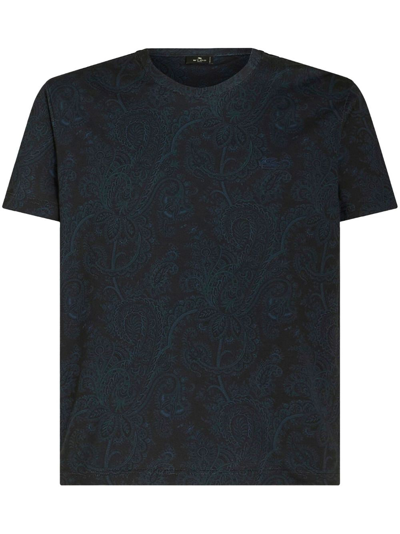 Etro Paisley T-shirt Aus Baumwolle In Blue