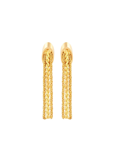 Pre-owned Susan Caplan Vintage 1980s Tassel Drop Earrings In Gold