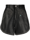 PHILIPP PLEIN STUD-EMBELLISHED LEATHER HOT PANTS