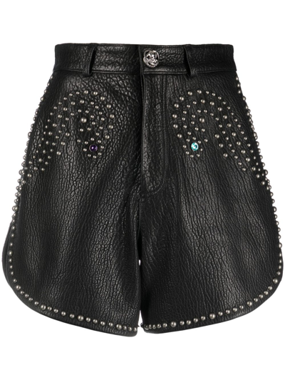 Philipp Plein 铆钉缀饰皮质短裤 In Black