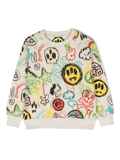 Barrow Kids' All Over Print Cotton Sweatshirt In Multicolor