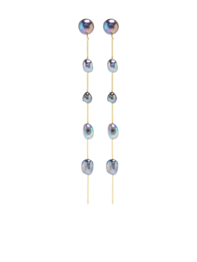 Cult Gaia Atum Freshwater Pearl Linear Drop Earrings In Black