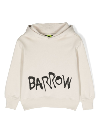 Barrow Kids' Logo-print Cotton Hoodie In White
