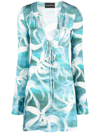 LOUISA BALLOU FLORAL-PRINT LONG-SLEEVE MINIDRESS