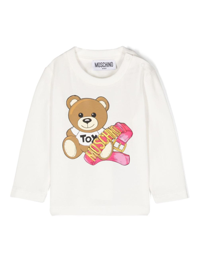 Moschino Babies' Teddy Bear Crew-neck Sweatshirt In White