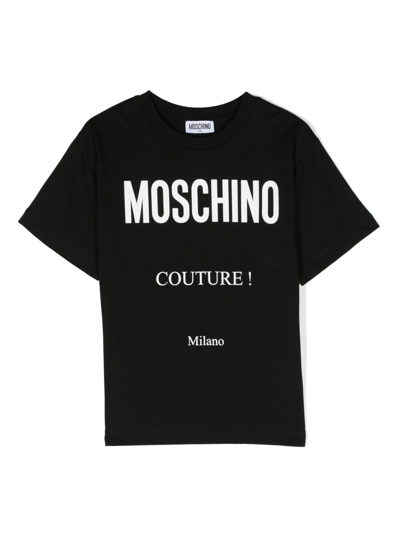 Moschino Kids' Logo-print Cotton T-shirt In Black