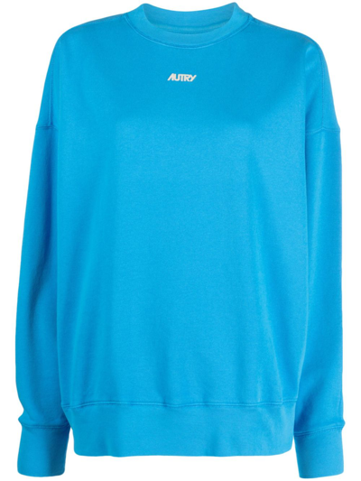Autry Logo-print Otton Sweatshirt In Blue