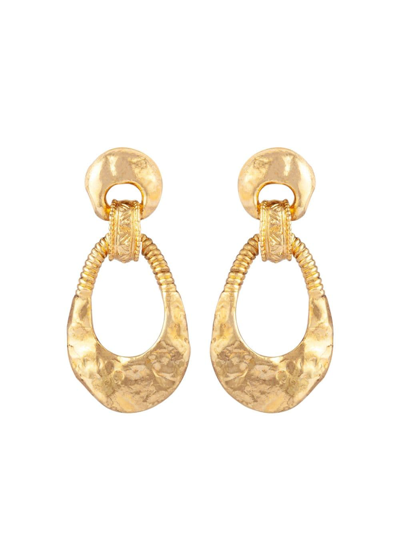 Pre-owned Susan Caplan Vintage 1980s Clip-on Drop Earrings In Gold