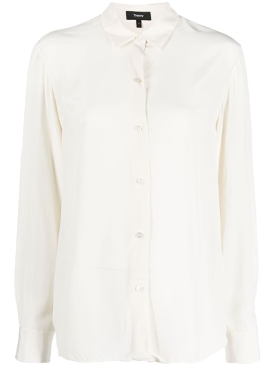 Theory Crepe De Chine Shirt In Neutrals