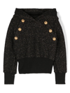 BALMAIN GLITTER-DETAIL WOOL-BLEND HOODIE