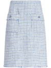 Etro Tweed Sheath Midi Skirt In Blue