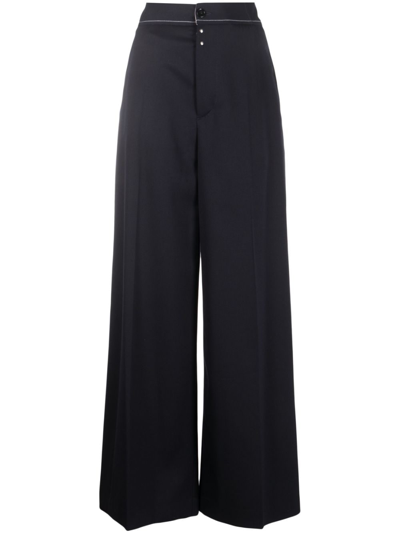 Mm6 Maison Margiela High-waisted Wide-leg Trousers In Blue