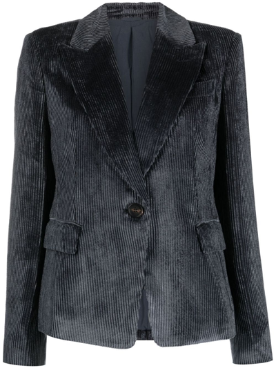 Brunello Cucinelli Corduroy Single-breasted Blazer In Blue