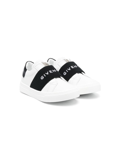 Givenchy Kids' Logo-strap Slip-on Sneakers In White