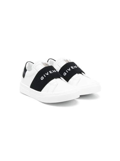 Givenchy Kids' Logo-strap Slip-on Sneakers In White/blk