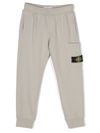 Stone Island Compass-motif Cotton Track Pants In Grey