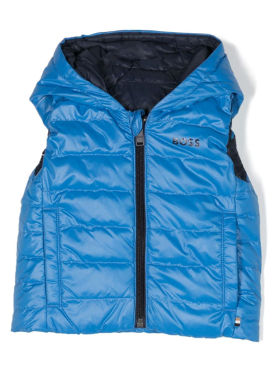 Bosswear Babies' Logo-patch Hooded Gilet In Blue