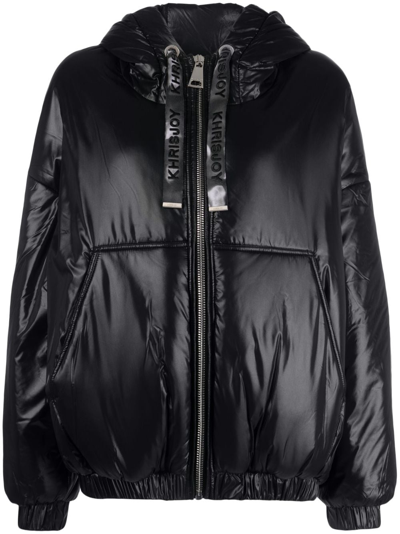 Khrisjoy High-shine Hooded Jacket In Black