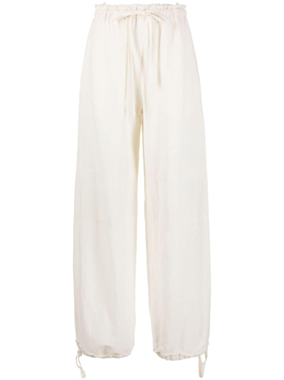 Acne Studios Drawstring-detail Palazzo Trousers In White