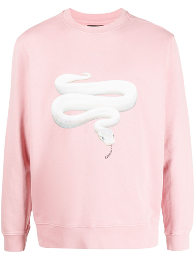 Les Hommes Snake-print Crew-neck Sweatshirt In Pink