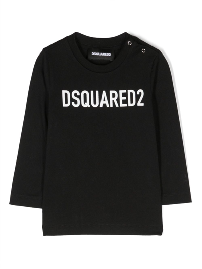 Dsquared2 Babies' Logo-print Long-sleeved T-shirt In Black