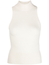 Patou Wool Turtle Neck Sleeveless Sweater In White