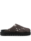 Toga Virilis Stud-embellished Suede Slippers In Grey