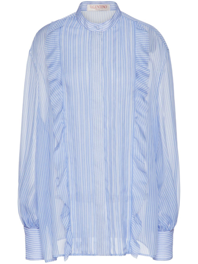 Valentino Silk Chiffon Button-down Shirt In Light Blue