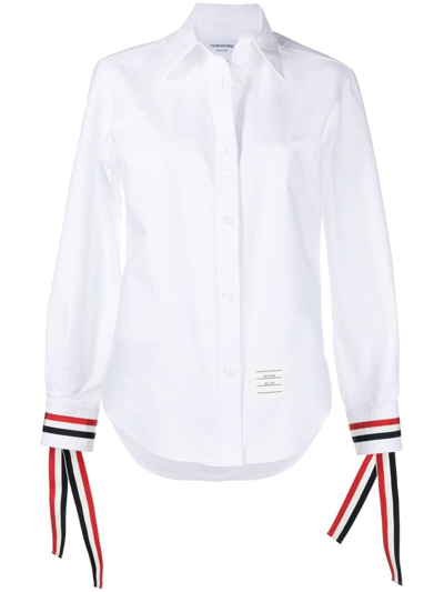 Thom Browne Contrast-cuffs Oxford Shirt In White