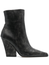 Paris Texas Jane Ankle High Heels Ankle Boots In Black Leather In Black
