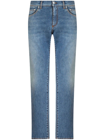 ETRO LOGO-EMBROIDERED STRAIGHT-LEG JEANS