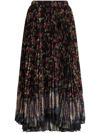 Etro Garden Party Pleated Midi Skirt In Black