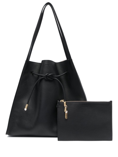 Lanvin Medium Sequence Leather Shoulder Bag In Black